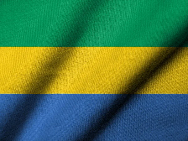 Realistic Flag Gabon Fabric Texture Waving — Stok fotoğraf