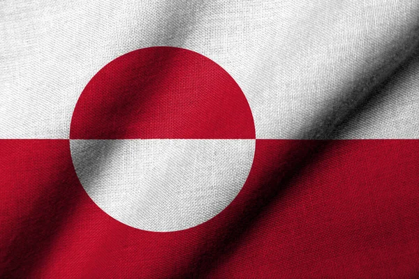 Bandeira Realista Groenlândia Com Textura Tecido Acenando — Fotografia de Stock