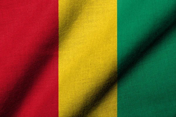 Bandeira Realista Guiné Com Textura Tecido Acenando — Fotografia de Stock