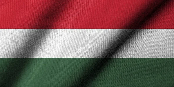 Bandeira Realista Hungria Com Textura Tecido Acenando — Fotografia de Stock