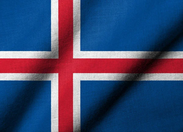 Realistic Flag Iceland Fabric Texture Waving — Stock fotografie