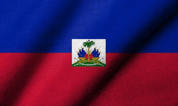 Drapeau Réaliste Haïti Avec Agitation Texture Tissu — Photo