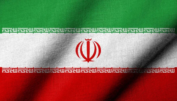 Bandeira Realista Irã Com Textura Tecido Acenando — Fotografia de Stock