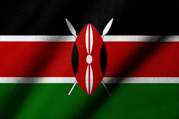 Realisztikus Zászló Kenya Szövet Textúra Integetett — Stock Fotó