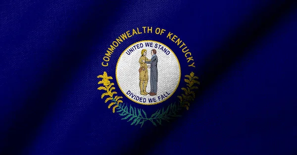 Realistische Vlag Van Kentucky Met Stof Textuur Zwaaien — Stockfoto