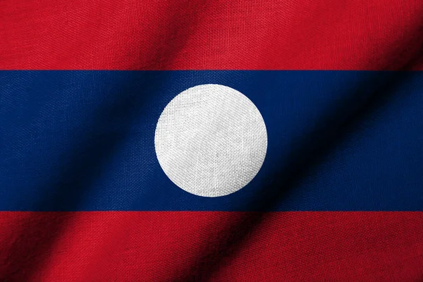 Realistická Vlajka Laosu Látkovou Strukturou Vlnění — Stock fotografie