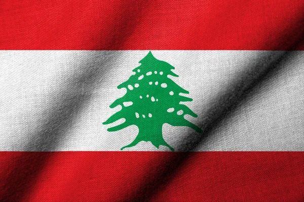 Bandiera Realistica Del Libano Con Texture Tessuto Sventolante — Foto Stock