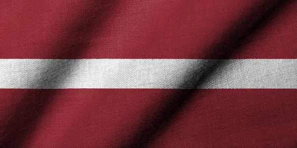 Bandeira Realista Letónia Com Textura Tecido Acenando — Fotografia de Stock