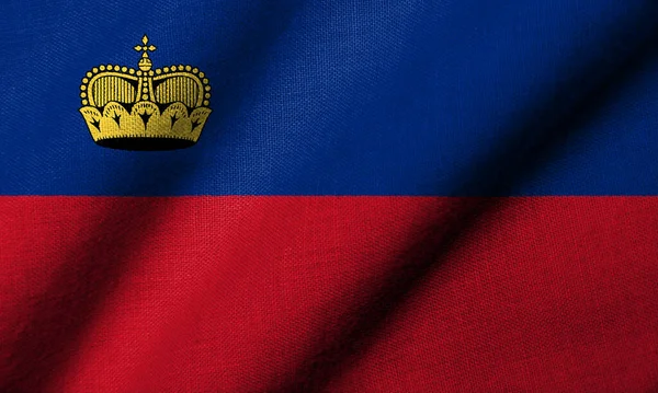 Bandeira Realista Liechtenstein Com Textura Tecido Acenando — Fotografia de Stock