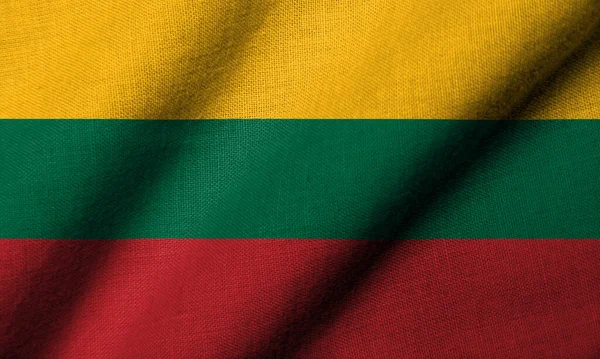 Realistická Vlajka Litvy Texturou Tkaniny — Stock fotografie