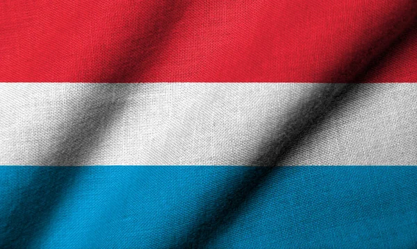 Realistická Vlajka Lucemburska Texturou Tkaniny — Stock fotografie