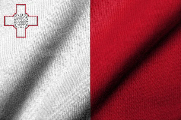 Realisztikus Zászló Málta Szövet Textúra Integetett — Stock Fotó