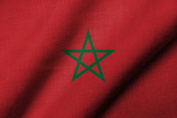 现实的三维摩洛哥国旗 面料质感波动 — 图库照片