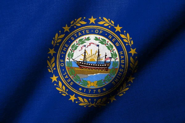 Bandeira Realista New Hampshire Com Textura Tecido Acenando — Fotografia de Stock
