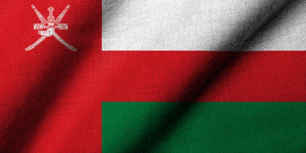 Realistic Flag Oman Fabric Texture Waving —  Fotos de Stock