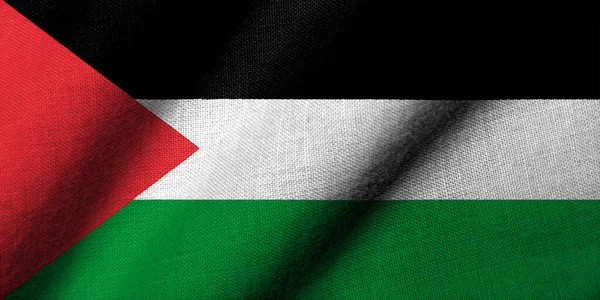 Realistic Flag Palestine Fabric Texture Waving — Fotografia de Stock