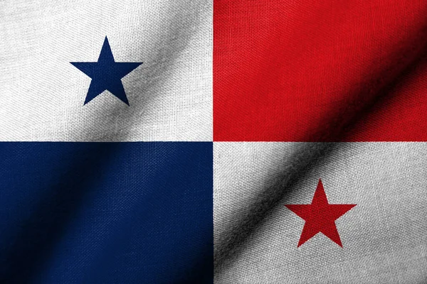 Bandiera Realistica Panama Con Texture Tessuto Sventolante — Foto Stock