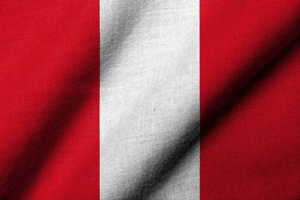 Bandeira Realista Peru Com Textura Tecido Acenando — Fotografia de Stock