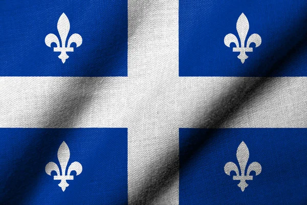 Realistic Flag Quebec Fleurdelise Fabric Texture Waving —  Fotos de Stock