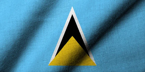 Realistic Flag Saint Lucia Fabric Texture Waving —  Fotos de Stock