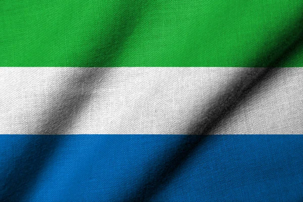 Bandeira Realista Serra Leoa Com Textura Tecido Ondulando — Fotografia de Stock