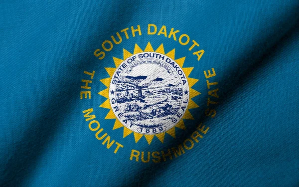 Realistische Vlag Van Zuid Dakota Met Stof Textuur Zwaaien — Stockfoto