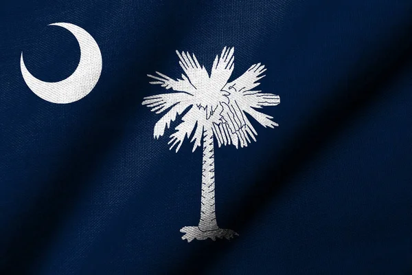 Bandeira Realista Carolina Sul Com Textura Tecido Ondulando — Fotografia de Stock