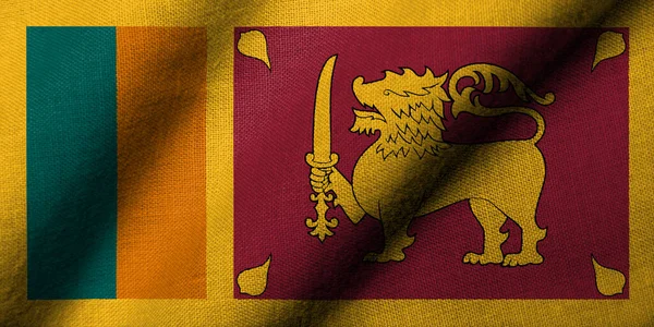 Реалістичний Прапор Шрі Ланки Текстурою Тканин Розмахуючи — стокове фото