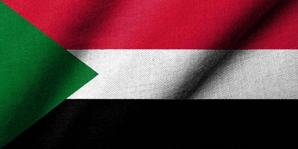 具有织物质感挥动的现实三维苏丹国旗 — 图库照片