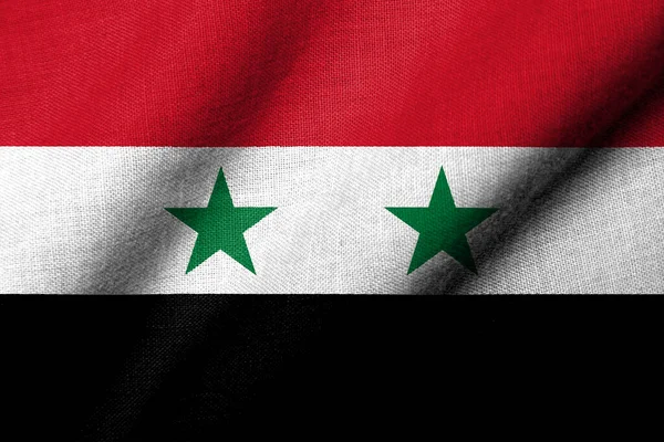 Realistic Flag Syria Fabric Texture Waving — Stock Fotó