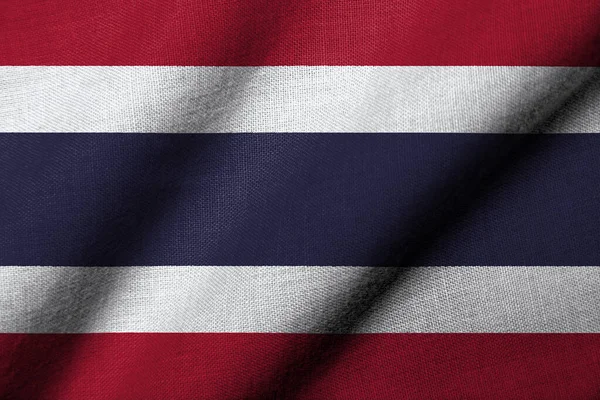 Реалістичний Прапор Таїланду Текстурою Тканини Розмахуючи — стокове фото