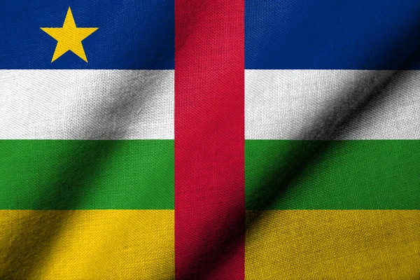 Realistic Flag Central African Republic Fabric Texture Waving — Stockfoto