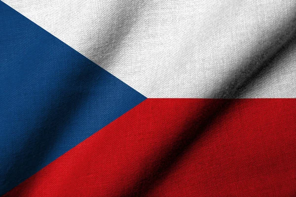 Realisztikus Zászló Cseh Köztársaság Szövet Textúra Integetett — Stock Fotó