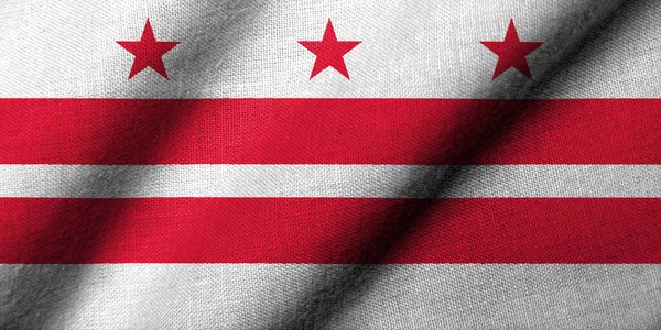 Bandeira Realista Distrito Columbia Com Textura Tecido Ondulando — Fotografia de Stock