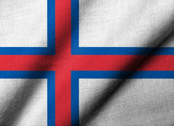 Реалістичний Прапор Фарерських Островів Текстурою Тканини Розмахуючи — стокове фото