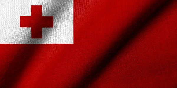 Bandeira Realista Tonga Com Textura Tecido Acenando — Fotografia de Stock