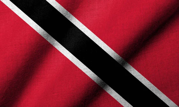 Bandeira Realista Trinidad Tobago Com Textura Tecido Ondulando — Fotografia de Stock