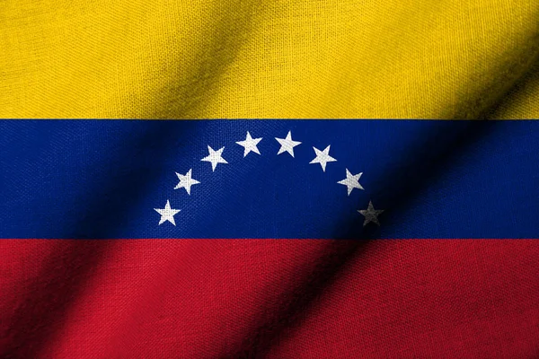 Bandeira Realista Venezuela Com Textura Tecido Acenando — Fotografia de Stock