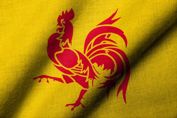 Realistische Vlag Van Wallonië Met Textuur Zwaaiende Stof — Stockfoto