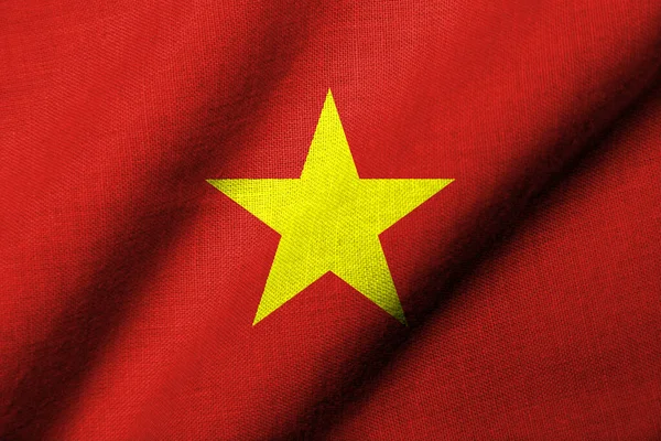 Bandiera Realistica Del Vietnam Con Texture Tessuto Sventolante — Foto Stock
