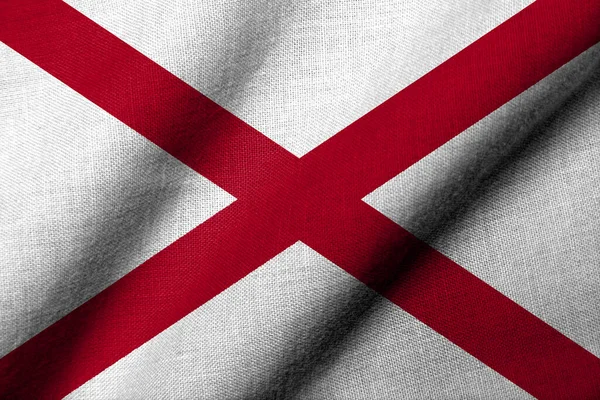 Bandiera Realistica Dell Alabama Con Texture Tessuto Sventolato Fotografia Stock