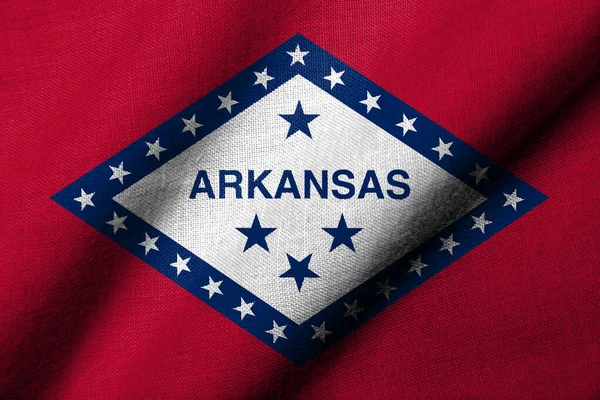 Realistic Flag Arkansas Fabric Texture Waving Royaltyfria Stockbilder