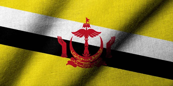 Kumaş Desenli Gerçekçi Boyutlu Brunei Bayrağı - Stok İmaj