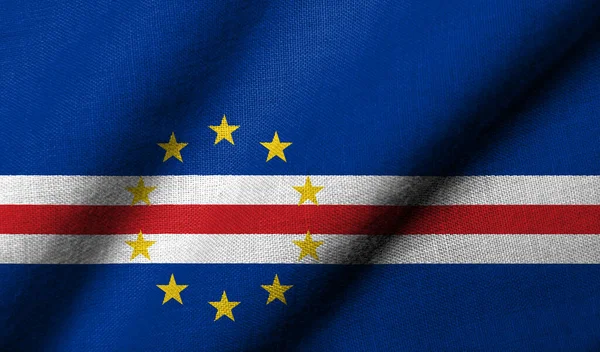 Realistische Flagge Von Kap Verde Mit Wehendem Stoff lizenzfreie Stockfotos