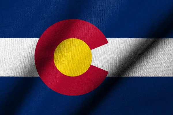 Realistyczna Flaga Kolorado Satyną Tkanin Obrazek Stockowy