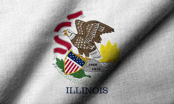 Realistische Flagge Von Illinois Mit Wehendem Stoff Stockbild