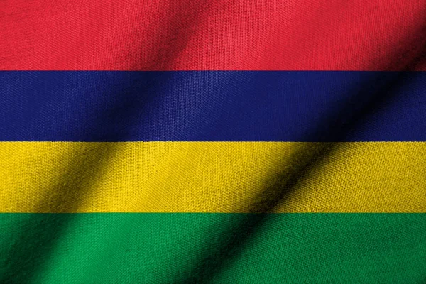Realistic Flag Mauritius Fabric Texture Waving lizenzfreie Stockbilder