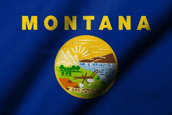 Realistic Flag Montana Fabric Texture Waving Stockfoto