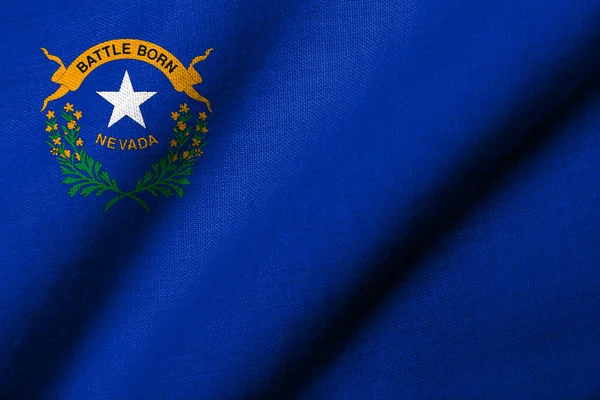 具有织物质感的内华达州现实三维旗帜 免版税图库照片