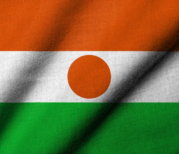 Bandera Realista Níger Con Textura Tela Ondeando Imagen de stock